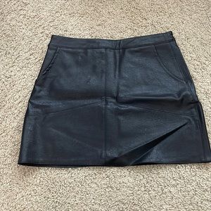Black leather mini skirt